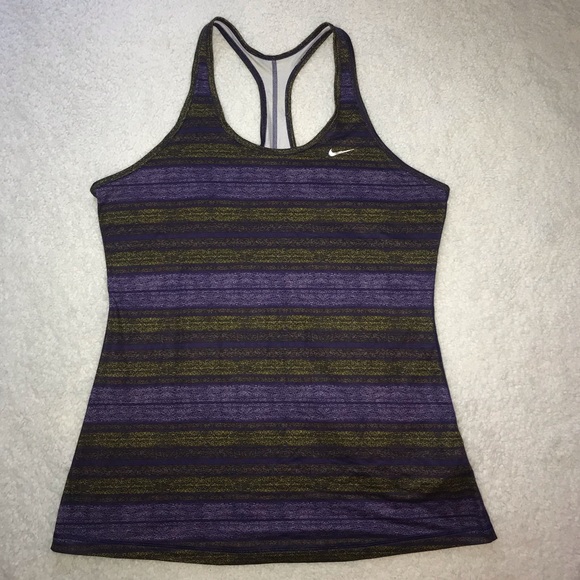 Nike Tops - NIKE PURPLE yellow dri-fit workout tank top XL